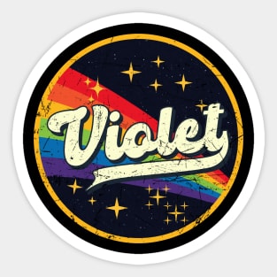 Violet // Rainbow In Space Vintage Grunge-Style Sticker